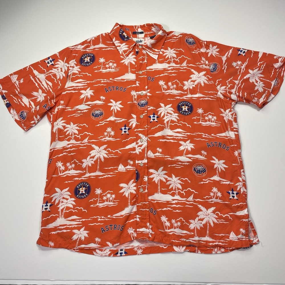 Reyn Spooner Astros Men's Medium Button Shirt Hawaiian Floral Houston Astrodome